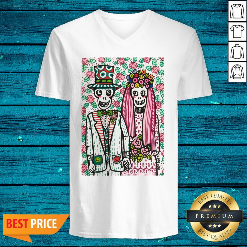 Wedding Day Skeletons Couple Dia De Muertos Day Dead Shirt
