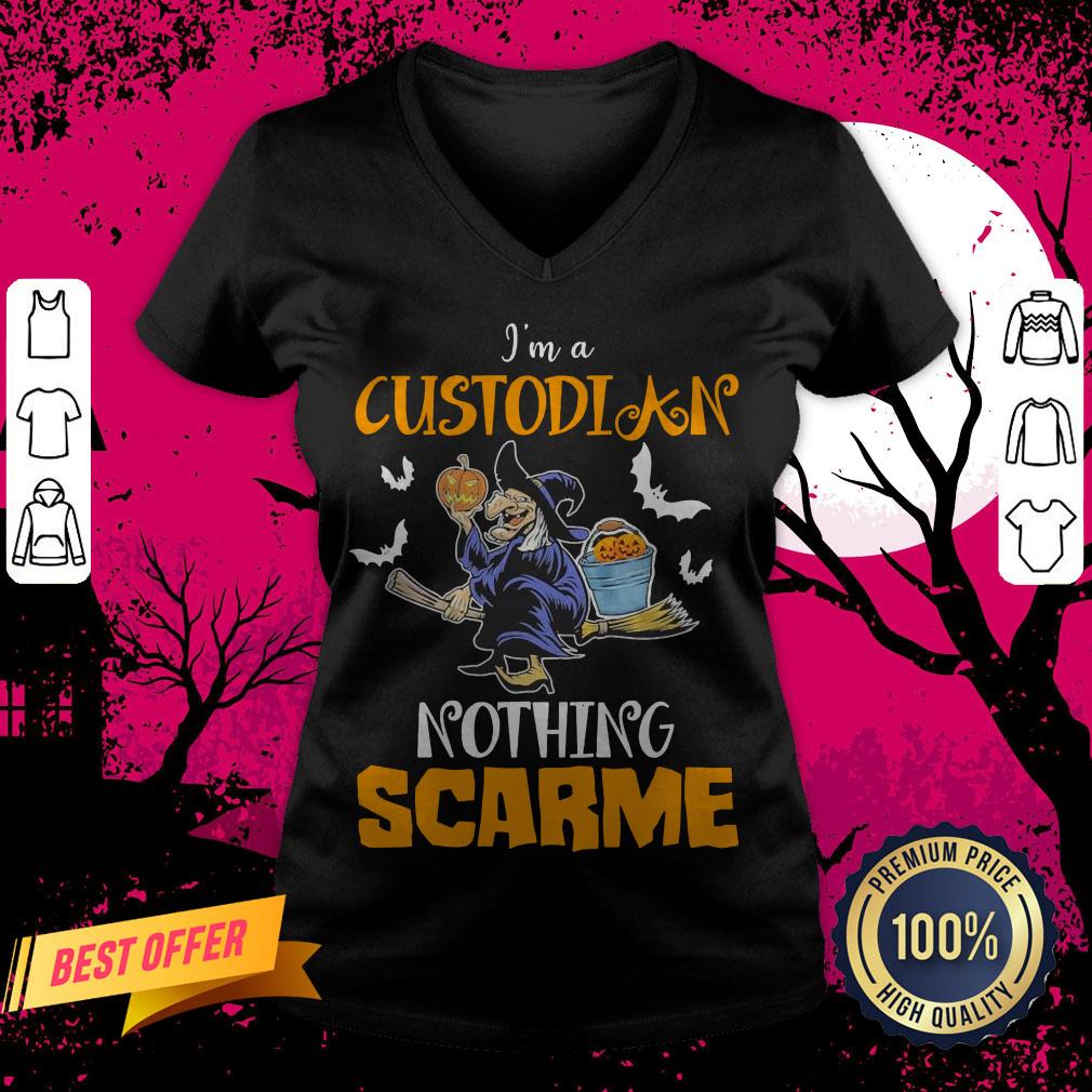 Witch I'm A Custodian Nothing Scare Me Halloween Shirt