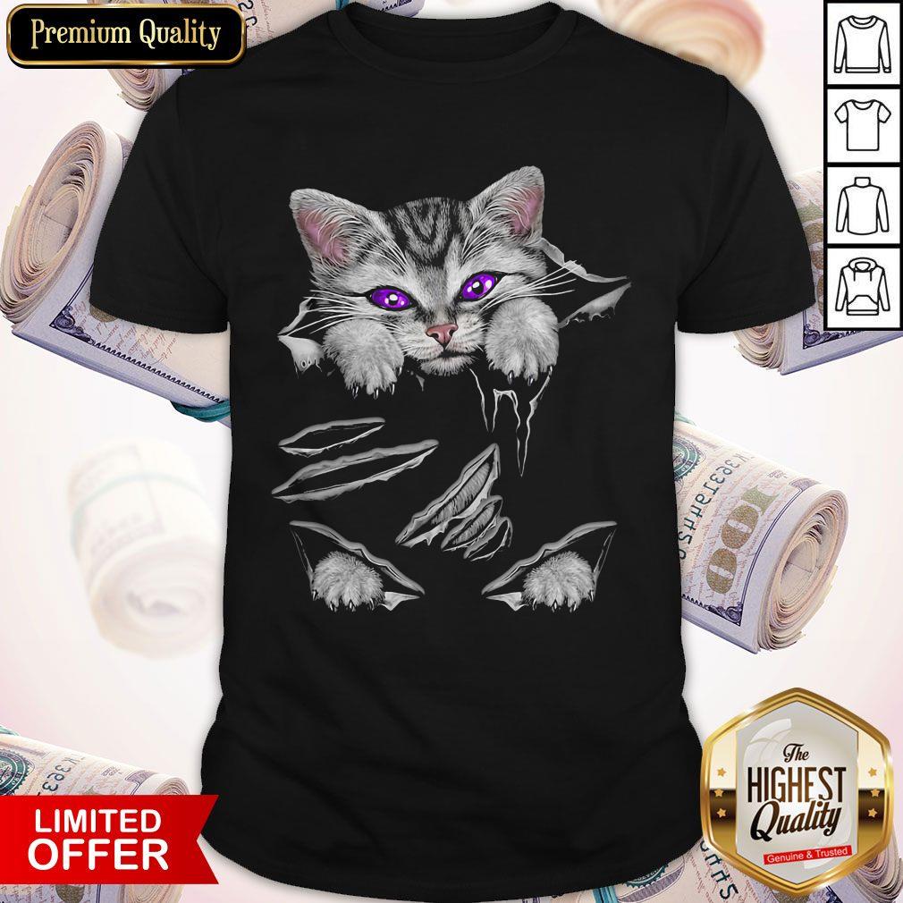 Wonderful Cat Scratch Torn Stranded Shirt