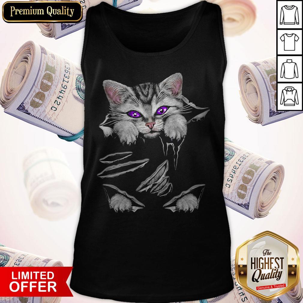 Wonderful Cat Scratch Torn Stranded Shirt
