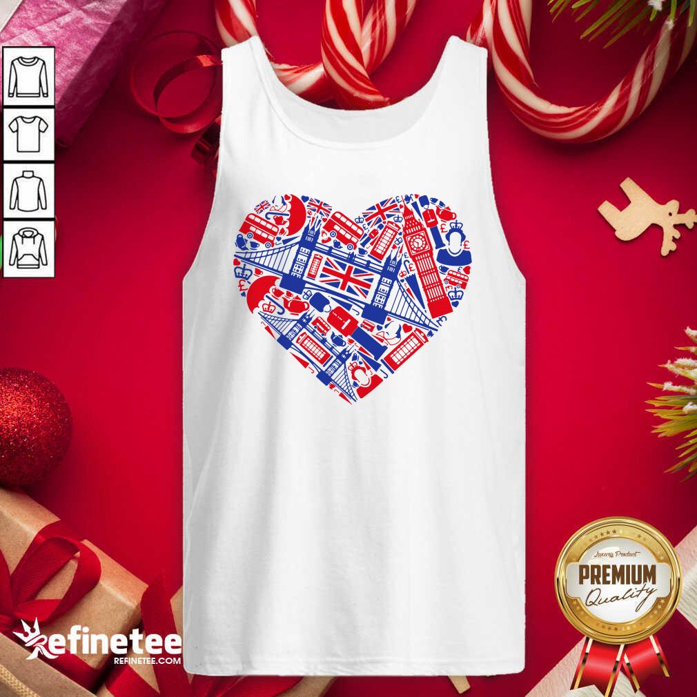 Wonderful List Of British Symbols Composed In Love Sign Shirt