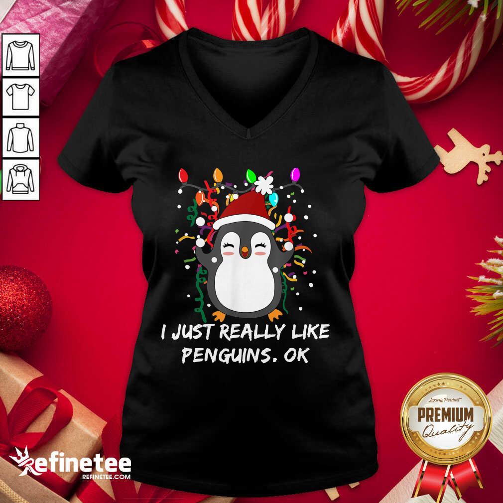 Wonderful Merry Christmas Penguin I Just Really Like Penguins Ok Shirt