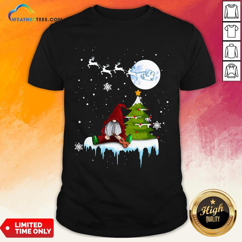 Young Funny Gnome Play Violin Merry Christmas Shirt
