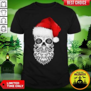 Day Of The Dead Dia De Los Muertos Sugar Skull With Santa Hat Shirt