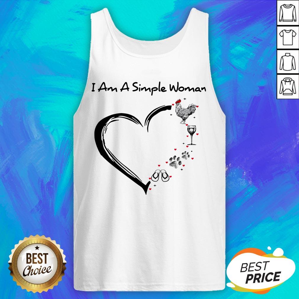 I Am A Simple Woman Chicken Wine Dog Paw And Flip Flop Shirt