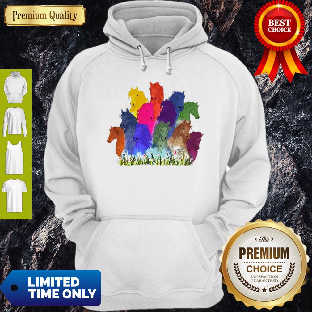 Colorful Horse Watercolor Flower Shirt