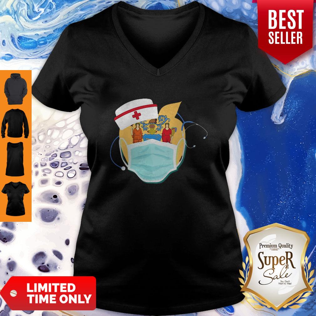 Apple Nurse Stethoscope New Jersey Flag Covid-19 Shirt