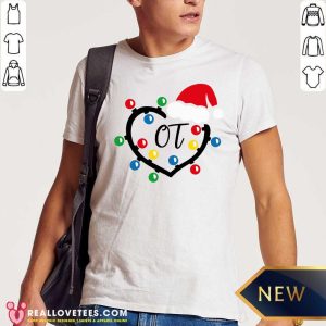 Cute Santa Hat Heart OT Merry Christmas Light Shirt