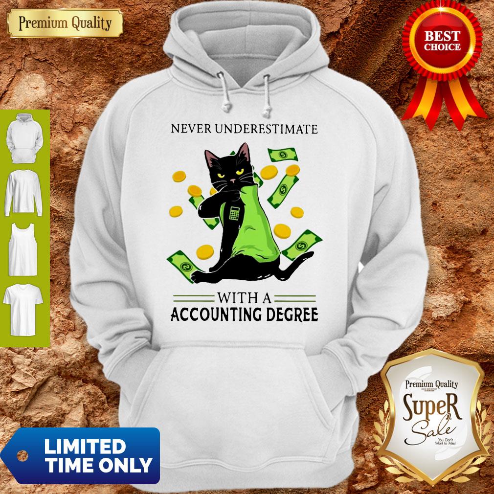 Top Official Never Underestimate A Cat Mom With A Accounting Degree Shirt
