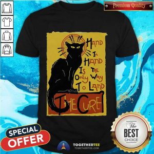Cute Black Cat Hand In Hand Is The Only Way To Land The Cure Shirt
