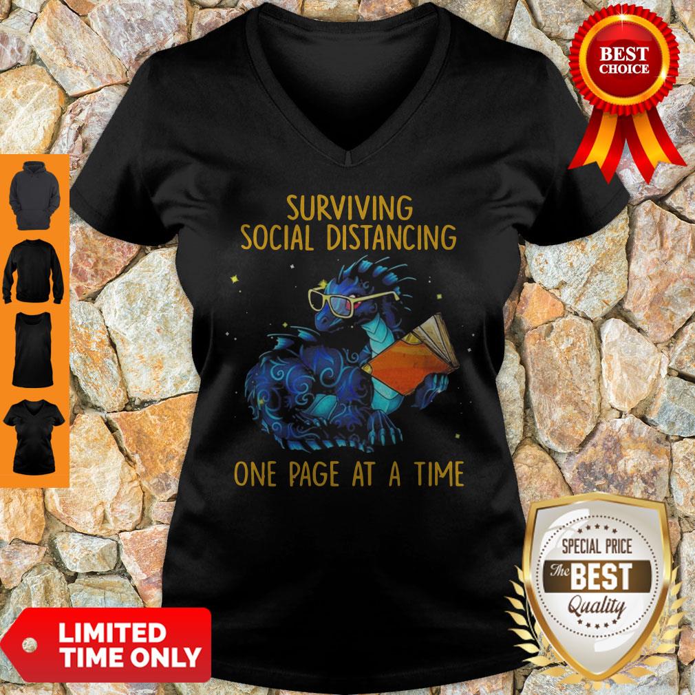Nice Surviving Social Distancing One Page At A Time Dragon Shirt