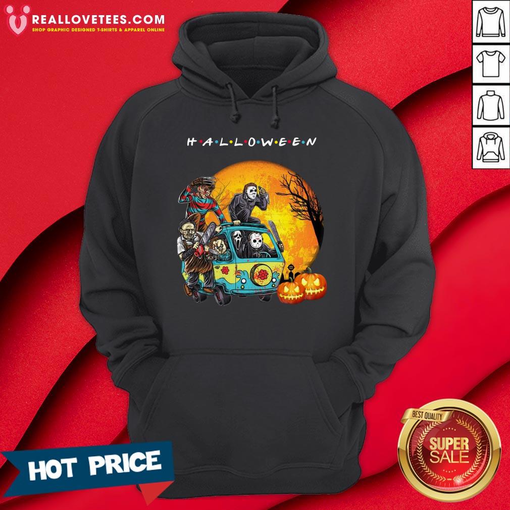 Horror Character In The Car Friends Happy Pumpkin Halloween Shirt