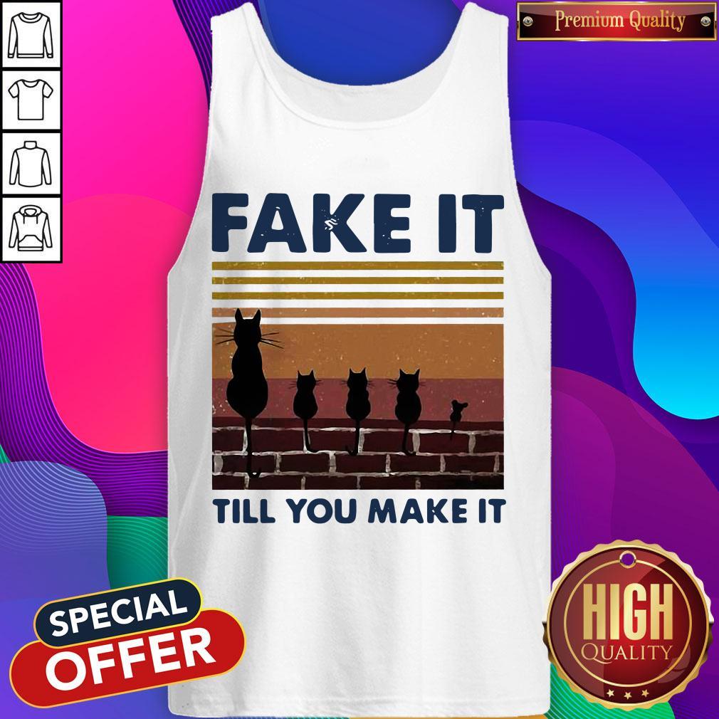 Cat Fake It Till You Make It Vintage Shirt