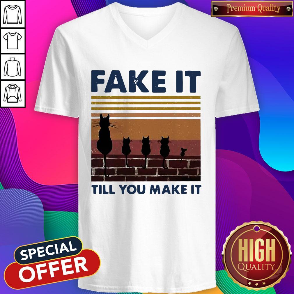 Cat Fake It Till You Make It Vintage Shirt