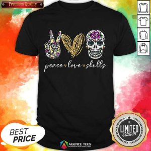 Hot Peace Love And Skulls Diamond Shirt