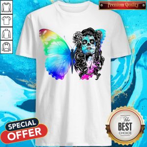 Day Of Dead Dia De Muertos Sugar Skull Dark Butterfly Shirt