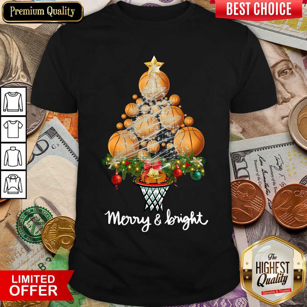 Nice Volleyball Merry And Bright Christmas Tree Shirt