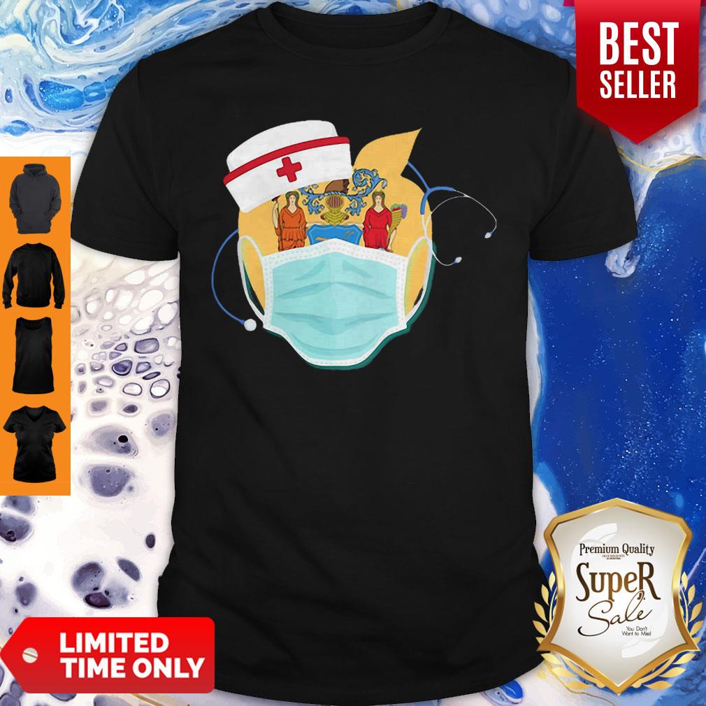 Apple Nurse Stethoscope New Jersey Flag Covid-19 Shirt