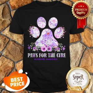 Nice Flower Paws For The Cure Alzheimer Awareness Shirt