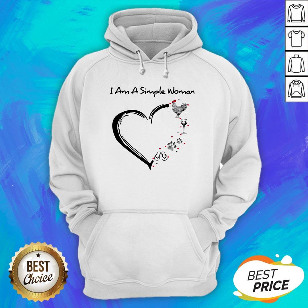 I Am A Simple Woman Chicken Wine Dog Paw And Flip Flop Shirt