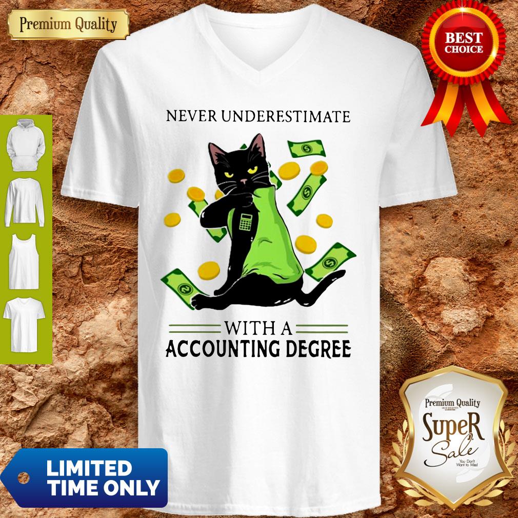 Top Official Never Underestimate A Cat Mom With A Accounting Degree Shirt