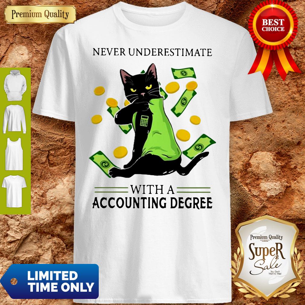 Top Official Never Underestimate A Cat Mom With A Accounting Degree Shirt