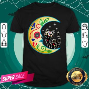 Cat Amp Moon Sugar Skull Dia De Los Muertos Shirt