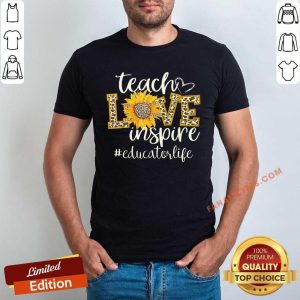 Teach Love Inspire Sunflower Leopard Cheetah Educator Life Shirt