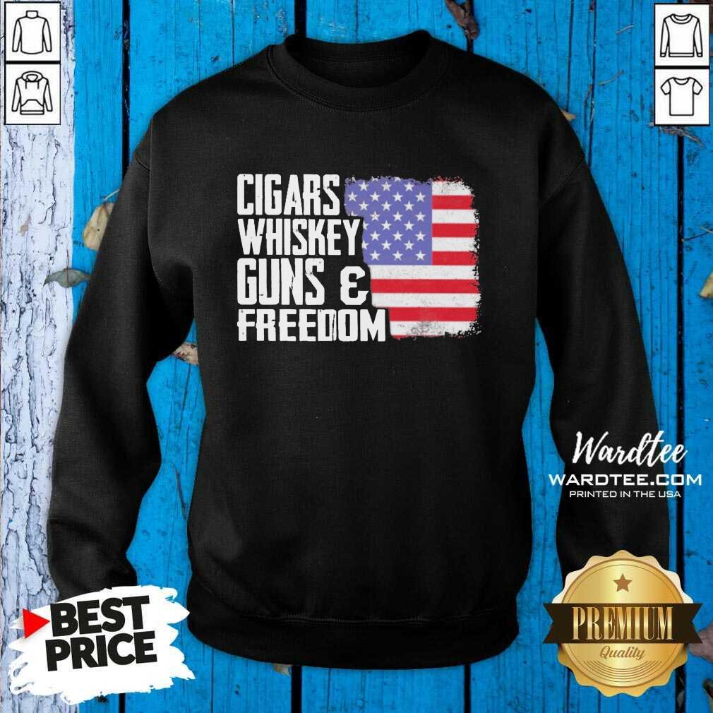 Cigars Whiskey Guns And Freedom 5 American Flag Shirt