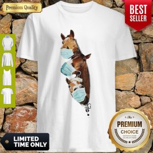 Cute Horses Wear Medical Mask Zipper Covid19 Shirt
