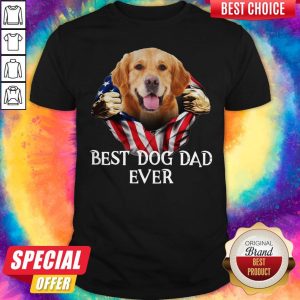 Nice Blood Inside Me Golden Retriever Dog American Flag Best Dog Dad Ever Shirt