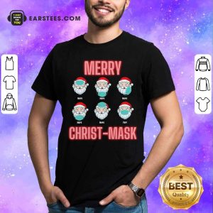 Pretty Merry Christmask Six Santa With Face Mask Covid Shirt
