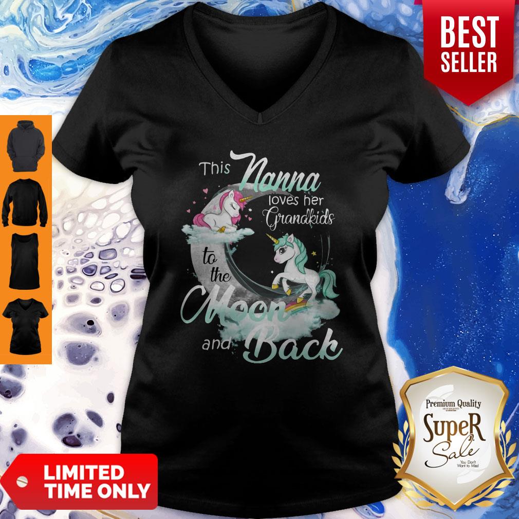 This Nanna Loves Her Grandkids To The Moon And Back Unicorn Womens T-Shirt