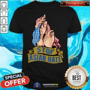 Pretty Stop Asian Hate Ameerica Flag AAPI Shirt