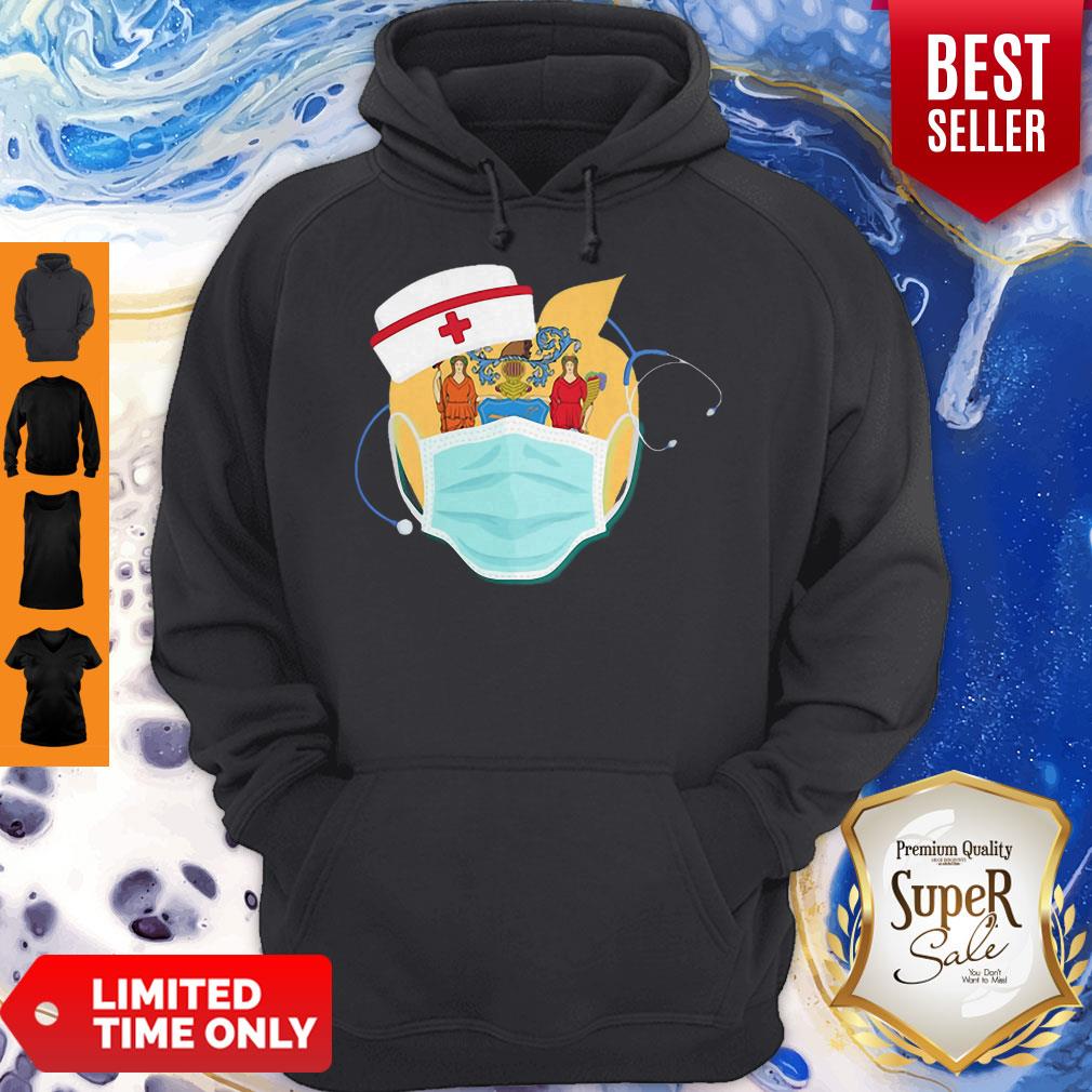 Apple Nurse Stethoscope New Jersey Flag Covid-19 Shirt