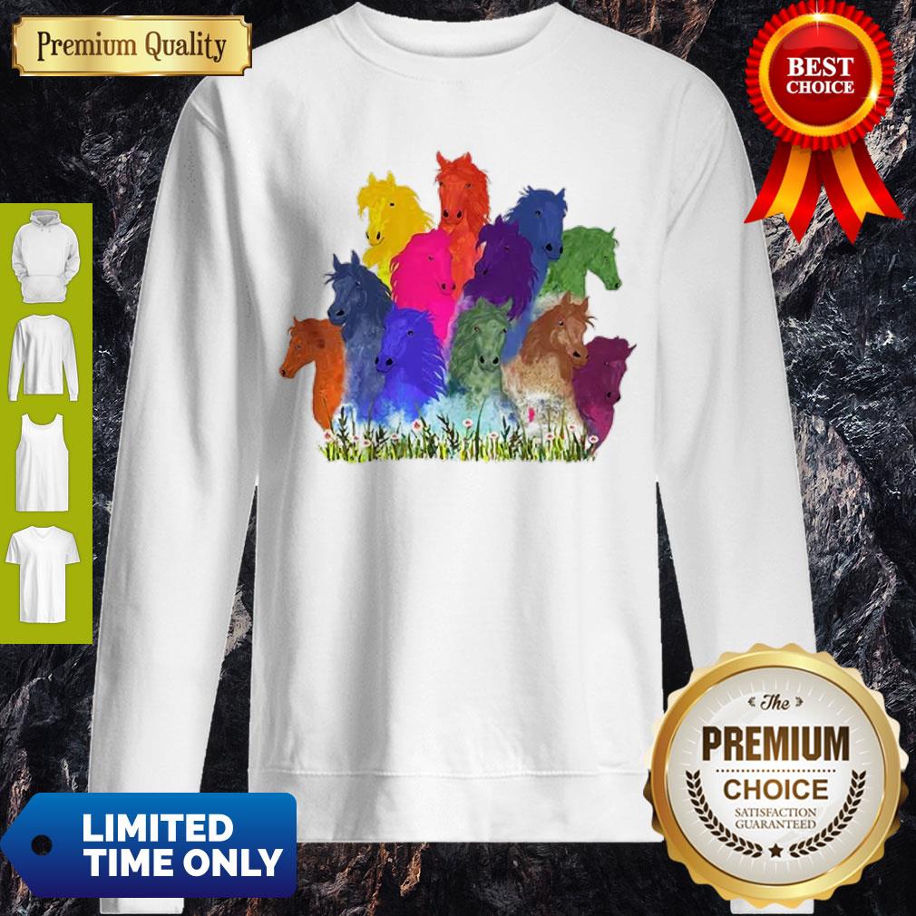 Colorful Horse Watercolor Flower Shirt
