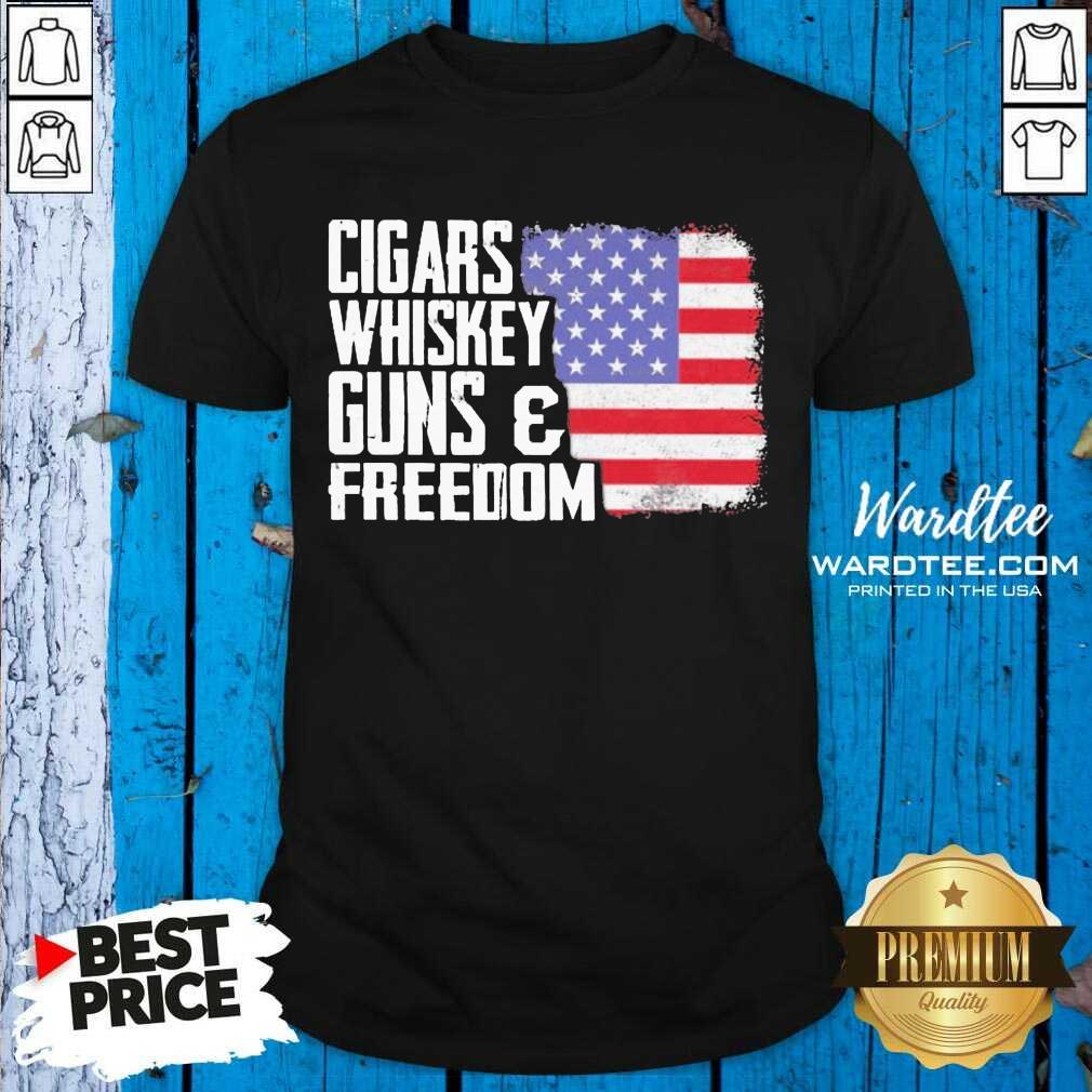 Cigars Whiskey Guns And Freedom 5 American Flag Shirt