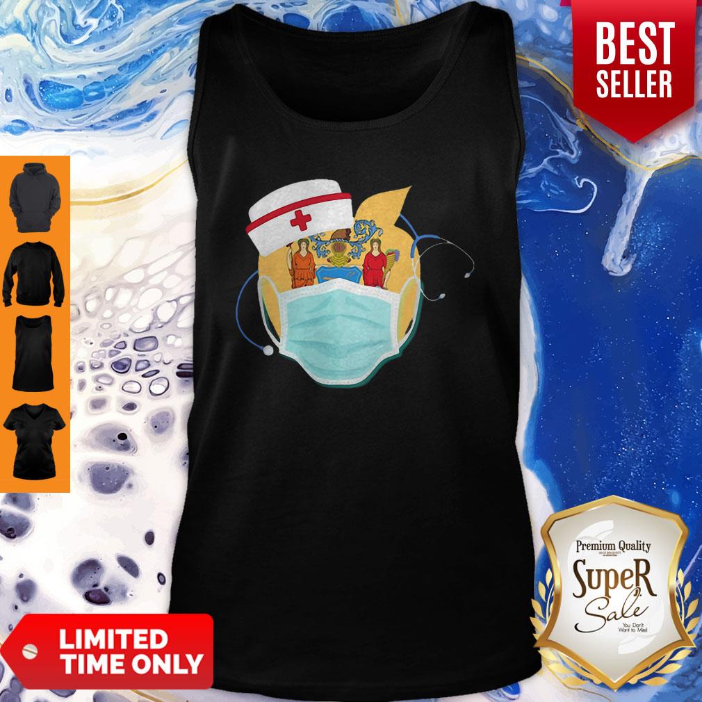 Apple Nurse Stethoscope New Jersey Flag Covid-19 Shirt