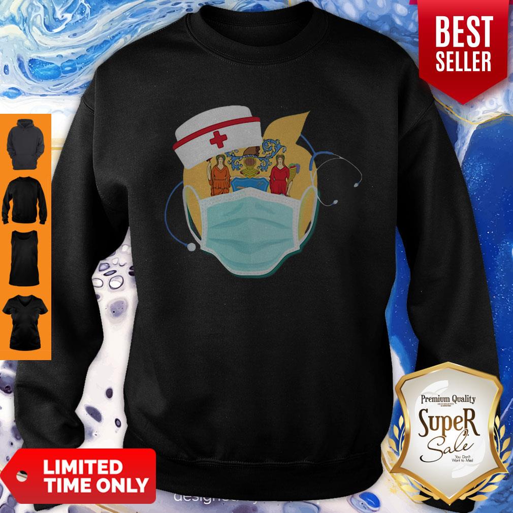 Apple Nurse Stethoscope New Jersey Flag Covid-19 Shirt