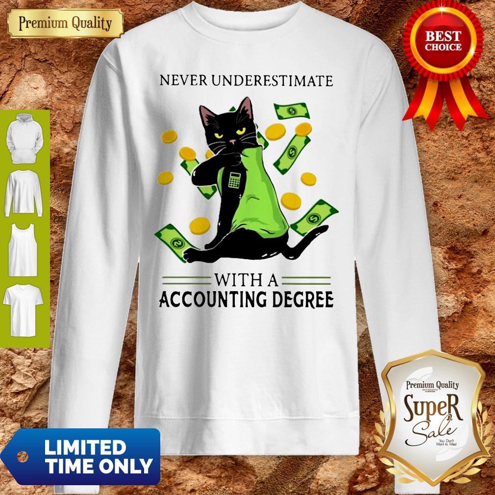 Top Official Never Underestimate A Cat Mom With A Accounting Degree Shirt