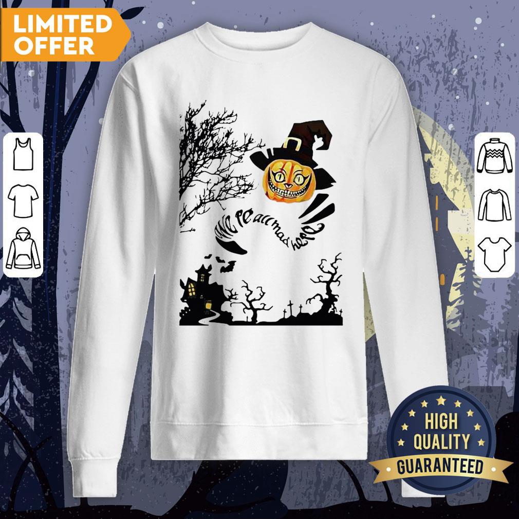 We're All Mad Here Cat Pumpkin Witch Halloween Shirt