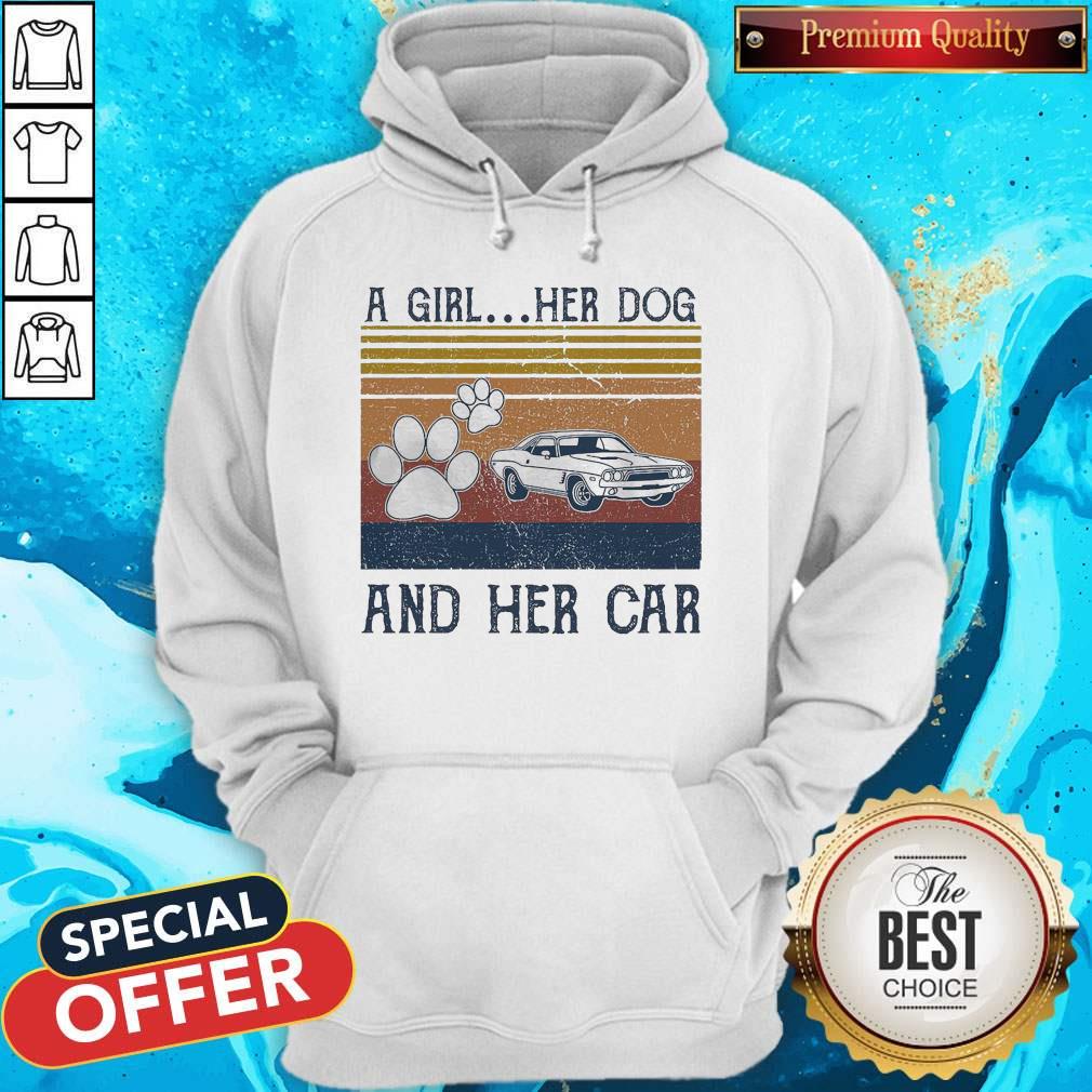 A Girl Her Dog And Her Car Vintage Shirt
