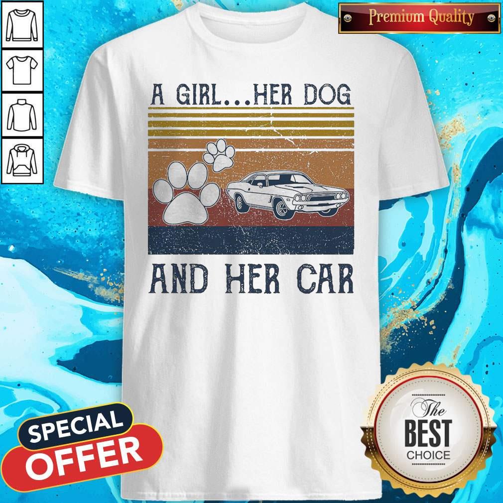 A Girl Her Dog And Her Car Vintage Shirt