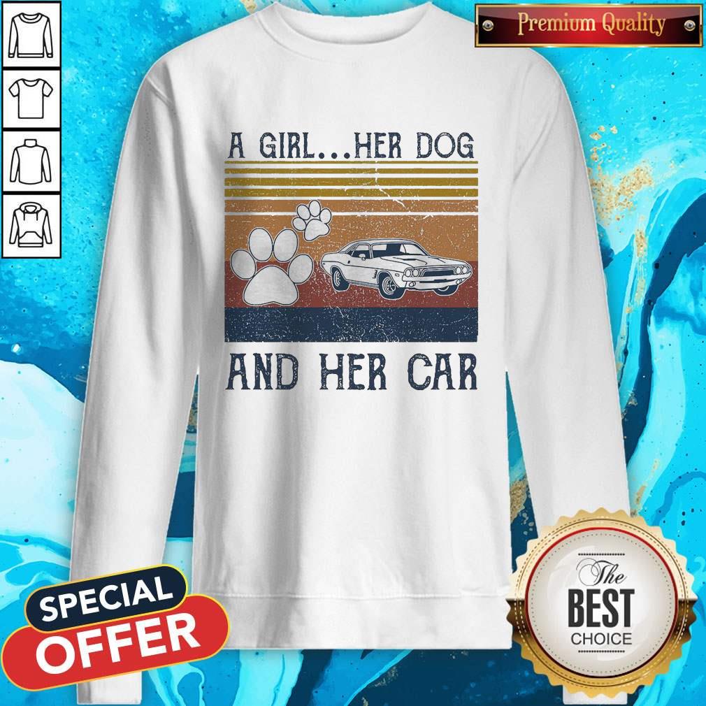A Girl Her Dog And Her Car Vintage Shirt