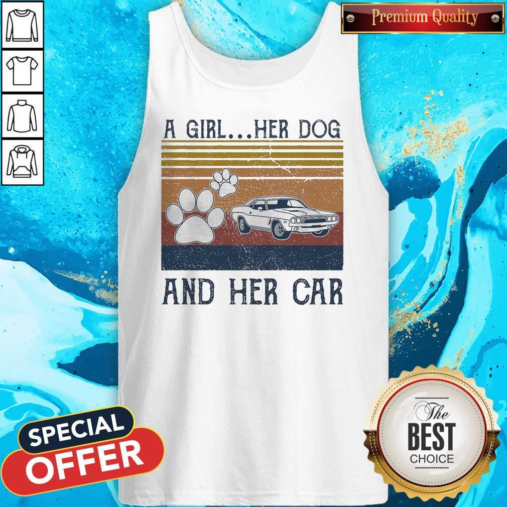 A Girl Her Dog And Her Car Vintage Shirt