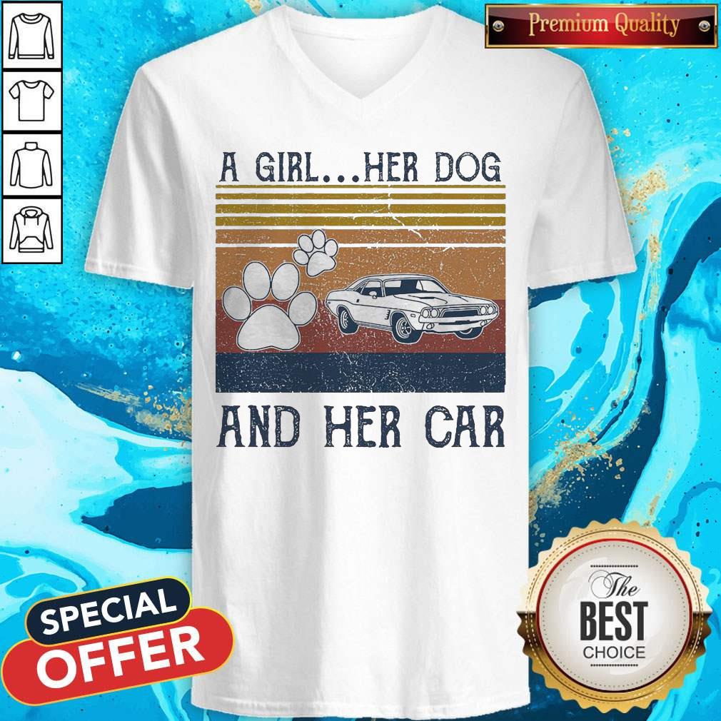 A Girl Her Dog And Her Car Vintage Shirt