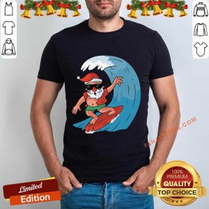 Funny Santa Surfing Christmas T-Shirt