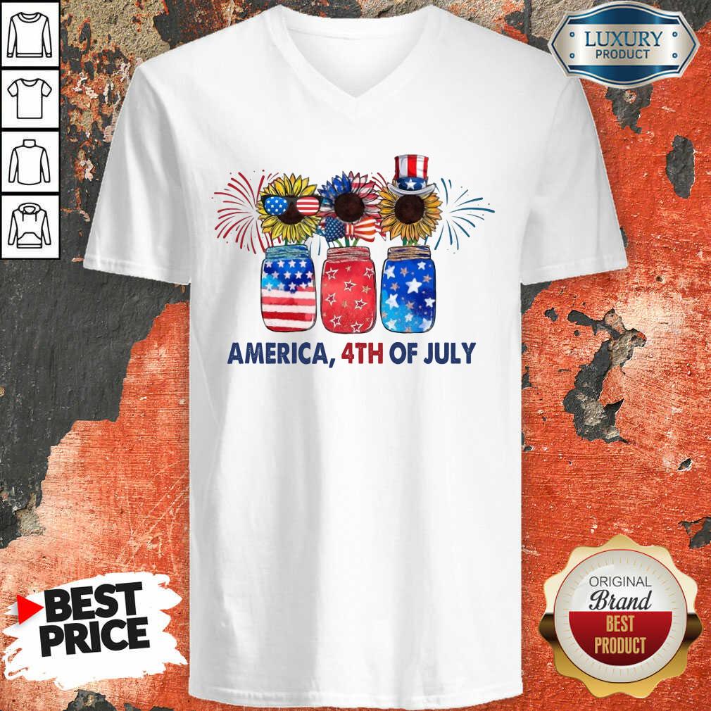 American 4th Of July Sunflower Shirt