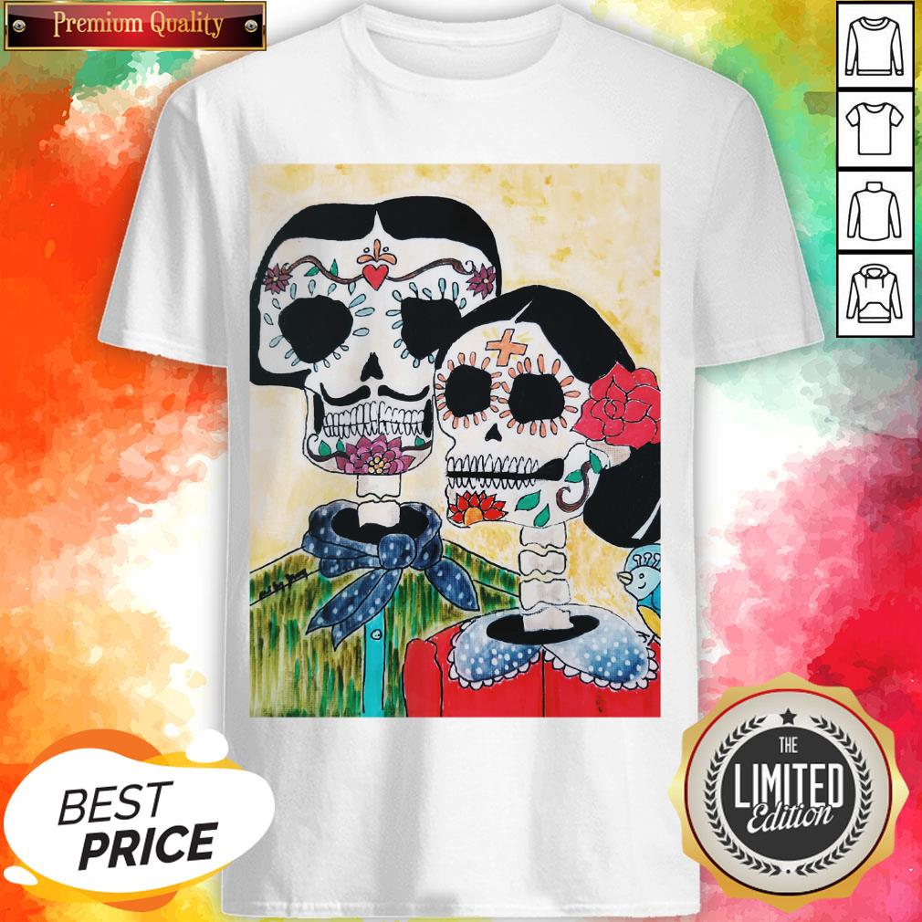 Amor Couple Sugar Skulls Day Of The Dead Shirt
