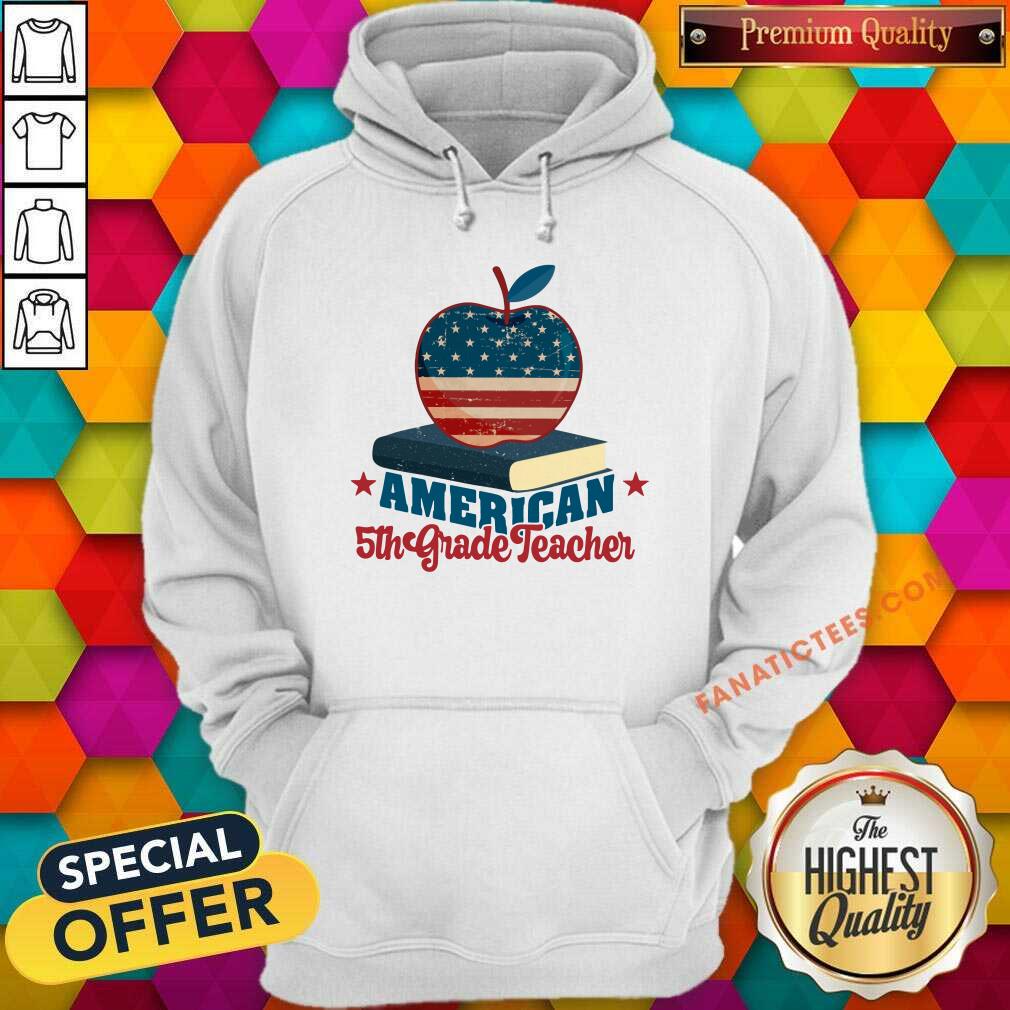Apple Book American Flag 5th Grade Teacher Shirt